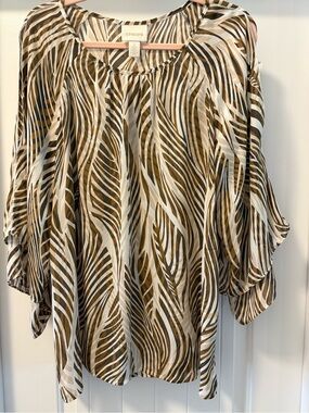 Chico's Brown and Cream Zebra-Print Tunic Size 2 (Chico’s size) or Large